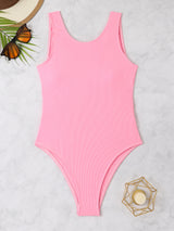 Threaded Pit Cloth Solid Color One-piece Bikini