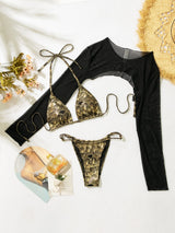 Sexy Triangle Leaf Bronzing Three-piece Set