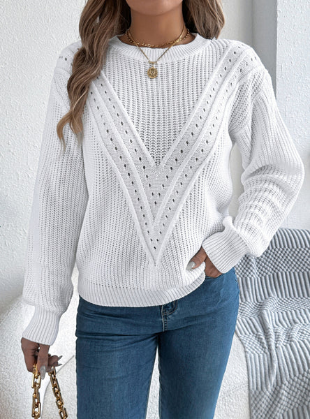 Leisure Solid Color Hollow Sweater