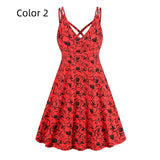 V-neck Suspender Halloween Printed Dress