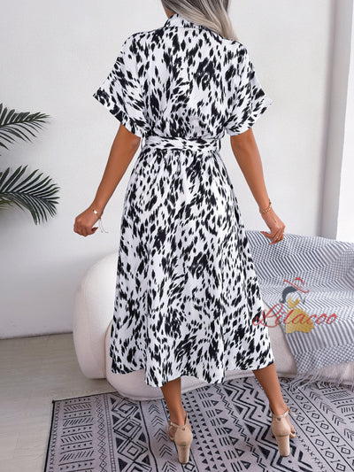 Casual Loose Leopard Shirt Dress