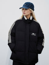 Loose Thick Striped Cotton-padded Coat