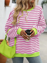 Loose Striped Round Neck Top