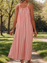 Striped Loose Suspender Dress