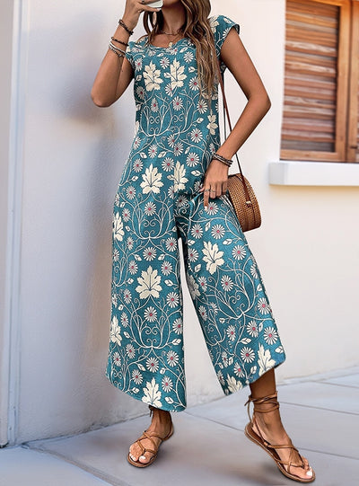 Women Printed Wide-leg Jumpsuit