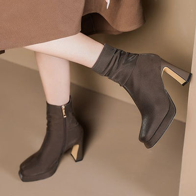 Square Toe and Thick Heel Booties