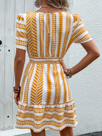 V-neck Bohemian Short Sleeve Dress