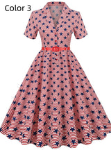 Flag Printed High Waist Retro Dress