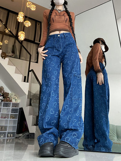 Retro Loose Straight High Waist Jeans