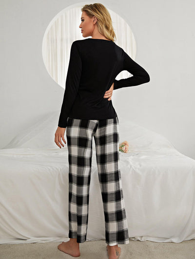 Silk-like Plant Printed Long-sleeved Pant