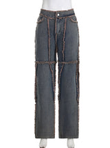 Retro Loose Raw Edge Slim Jeans