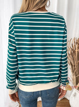 Splicing Pullover Striped Contrast Color Top