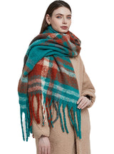 Thickened Coarse Fringed Plaid Scarf