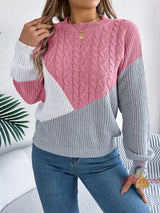 Leisure Contrast Twist Long Sleeve Sweater