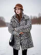 Leopard Print Cotton-padded Jacket Coat