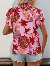 Lotus Leaf Laminated Sleeve Printed Shirt