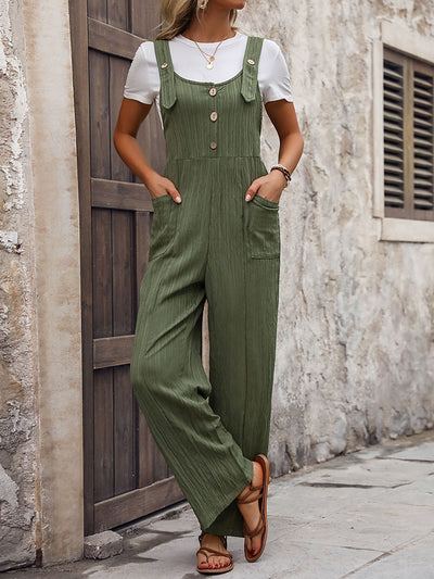 Loose Pleated One-piece Trousers