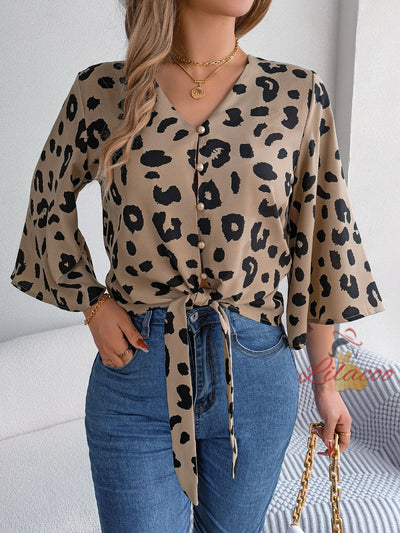 Casual Leopard Print Chiffon Shirt