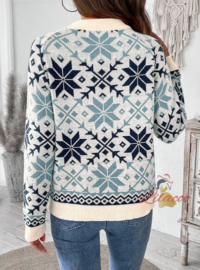 Women Leisure Pullover Jacquard Sweater