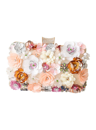 Handmade Flower Beaded Clutch Dinner Bag