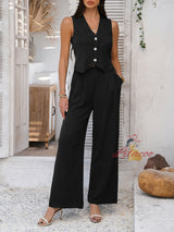 Solid Color Vest Wide-leg Trousers Suit