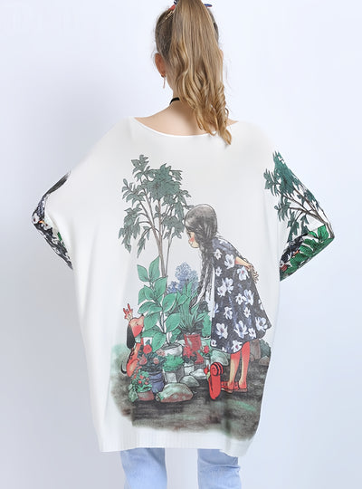 Loose Large Size Print Sweater