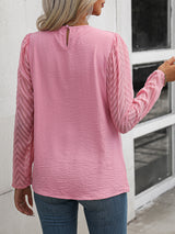 Round Neck Pleated Long Sleeve Shirt