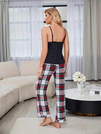 Women Plaid Pajamas Home Suit