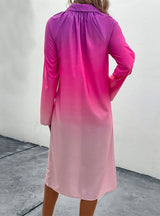 Long Sleeve Gradient Shirt Dress