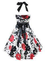 Retro Hepburn Printed Neck Dress