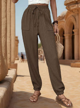 Solid Color Pocket Casual Pants