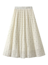 Polka Dot Pleated High Waist Chiffon Pleated Skirt