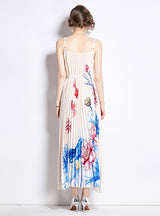 Printed Sling Pleated Dress