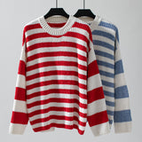 Casual Striped Color Matching Pullover Sweater