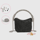 Semi-circular Diamond-encrusted Diagonal Bag