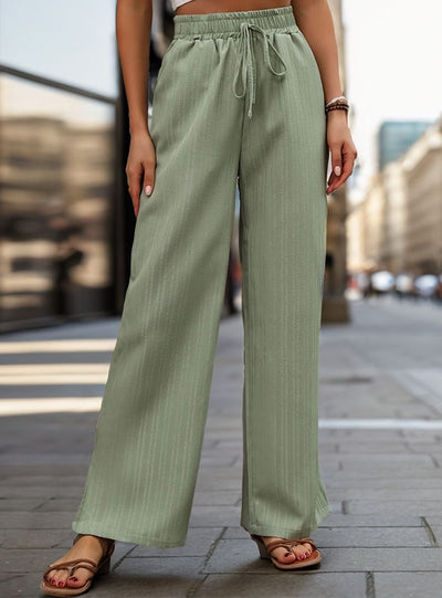 High Waist Elastic Wide-leg Pants