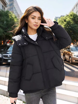 Thick Short Loose Hooded Cotton-padded Jacket