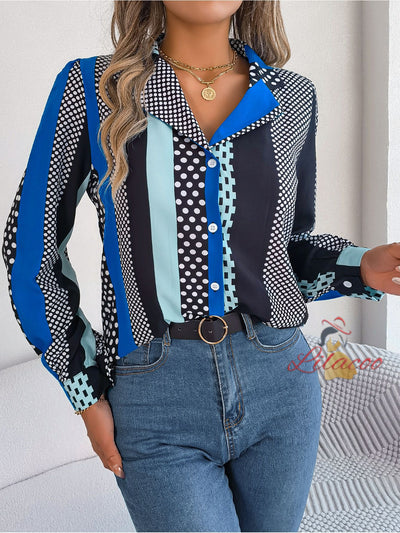 Contrast Polka-dot Long Sleeve Shirt