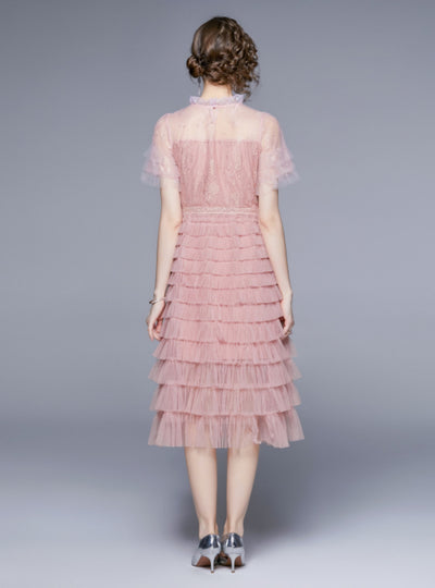 Retro Lace Gauze Cake Dress