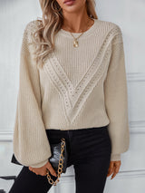 Casual Round Neck Long Sleeve Sweater