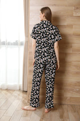 Suit Flower Printed Short-sleeved Jome Pajamas