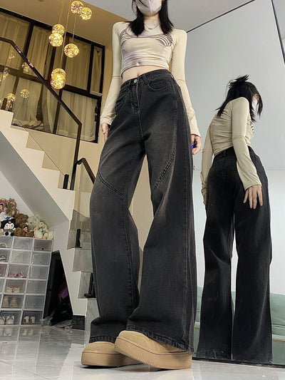 Loose and Slim Wide-leg Trousers Jeans