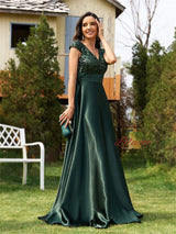 Dark Green Sequins V-neck Prom Dress