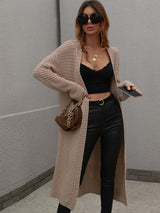 Long Cardigan Solid Color Knitted Sweater