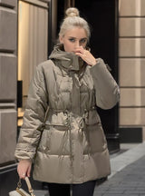 Medium and Long Slim Waist Cotton-padded Jacket