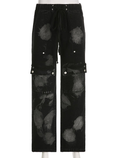 Tie-dyed Printed Straight High Waist Pant