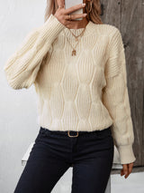 Solid Color Twisted Round Neck Long Sleeve Sweater