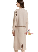 Thickened Semi-high Neck+Long Sleeve Dress Two-piece Suit