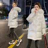 Thick Fur Collar Glossy Cotton-padded Jacket