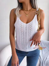 Casual Metal Buckle V-neck Hollow Top